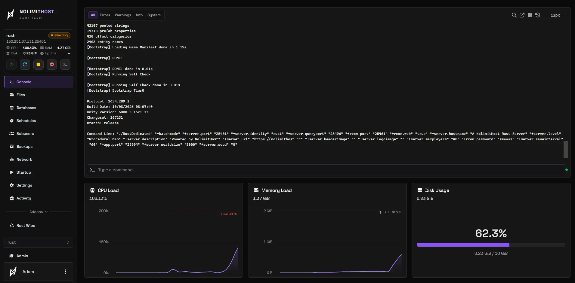 Live Terminal & Console